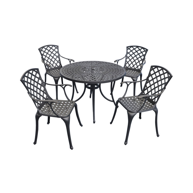 Algrid 4 - Person Patio Dining Set with Round Table, 30'' H x 42'' W x 42'' L