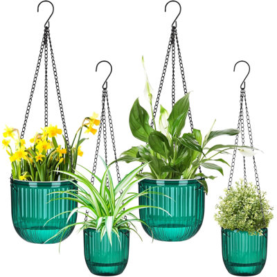 Self Watering Hanging Planters Set Of 4 Emerald