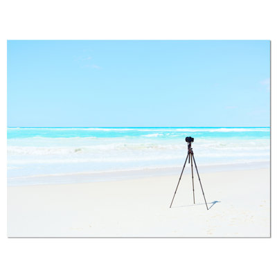 " Digital Camera and Tripod on Beach " Print