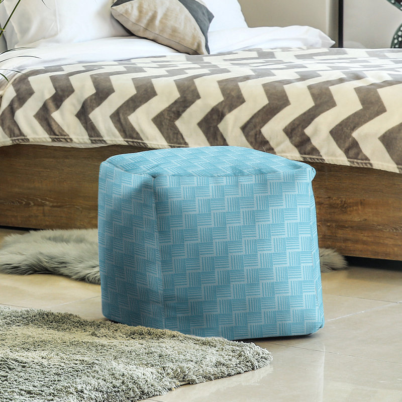 Repose-pieds cubique à rayures classic basketweave, Bleu sarcelle