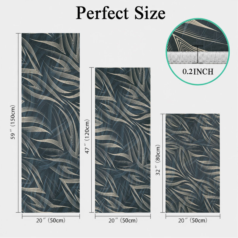 Palm Leaf Non-Slip Washable Kitchen Mats