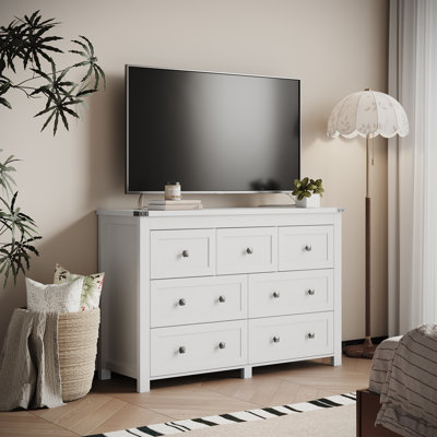 7-Drawer Dresser Double Dresser , Wide Wood Chest of Dressers for Bedroom by Ebern Designs