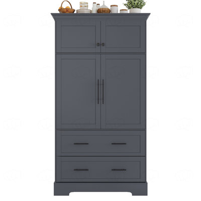 Armoire de rangement de salle à manger 4 portes avec plateaux coulissants, tiroirs et rangement pour moules à gâteaux
