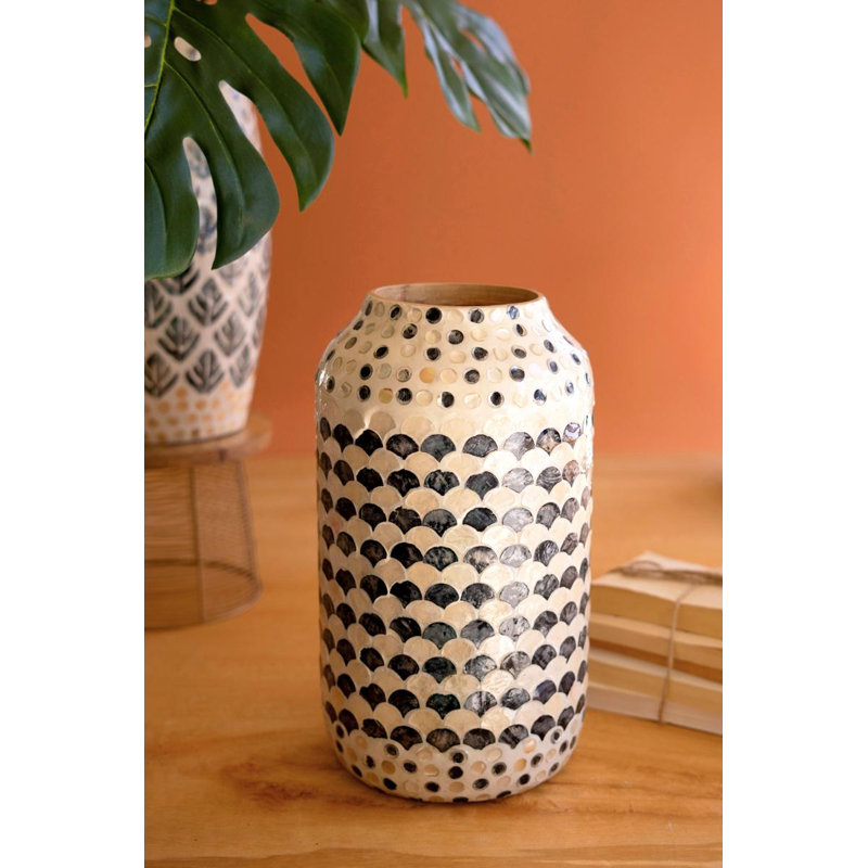 Vase en bambou filé avec coquille de Capiz DÉTAIL # 1