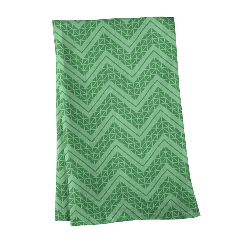 Stephenie Tea Towel Kitchen Towel, Light Green/Green/White, Cotton Twill