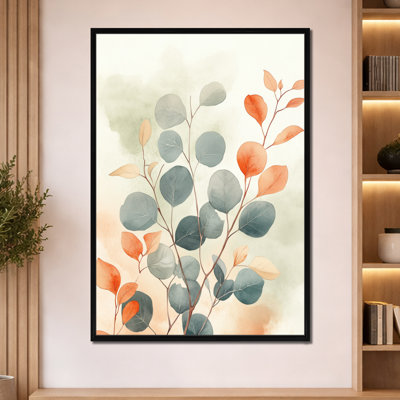 Eucalyptus et feuilles d'ambre - Impression sur toile encadrée à thème botanique