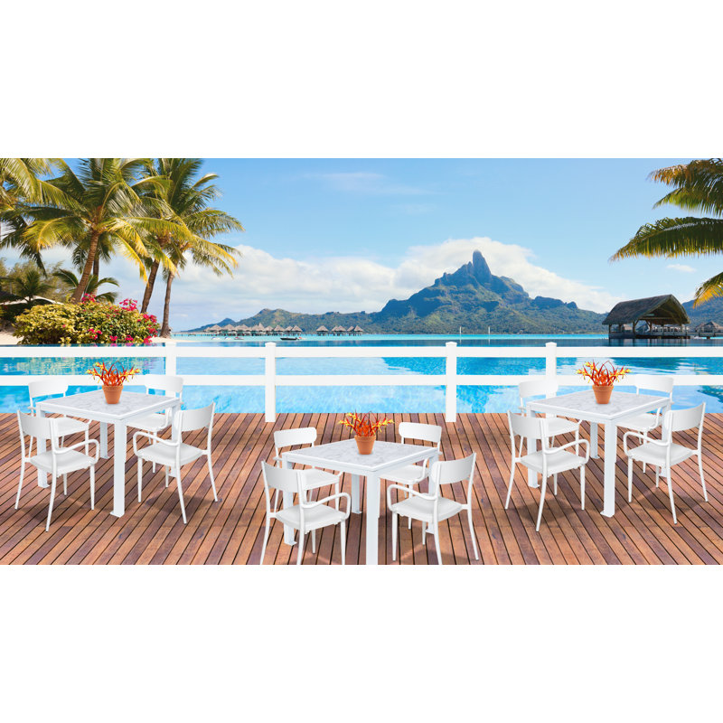 Pietro Gray and White Bolt-Down Outdoor Table