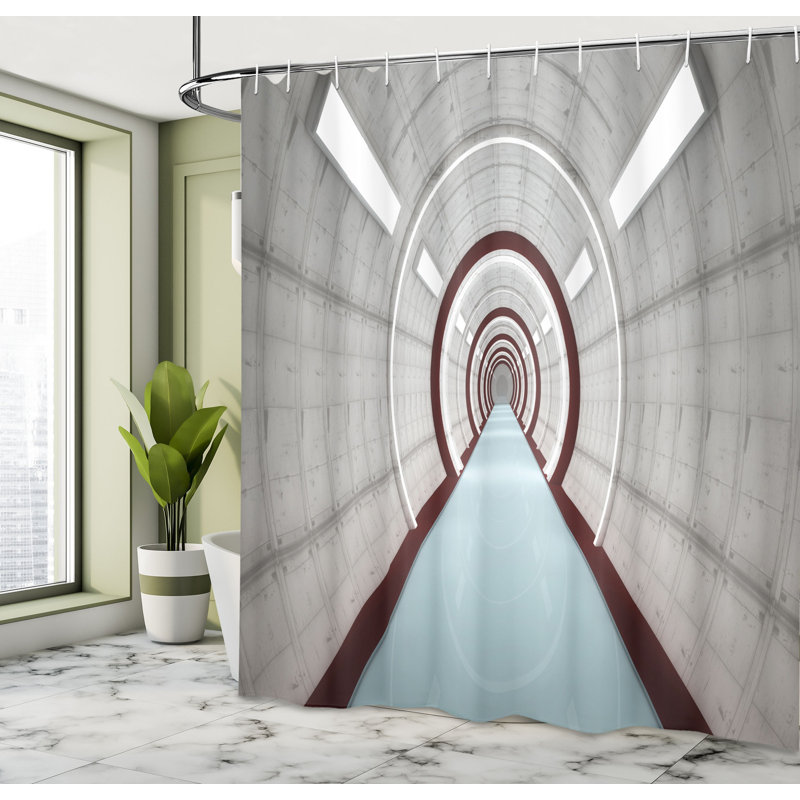 Rideau de douche Ambesonne Science couloir gris futuriste, H 84 po x l 69 po