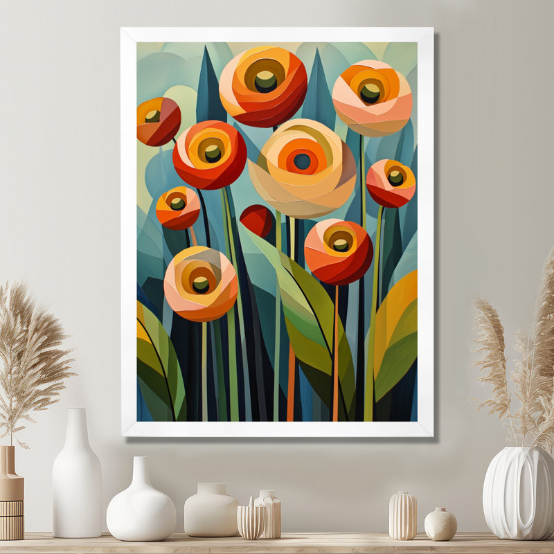 Lynmouth - Art mural floral, H 40 po x l 30 po, Reproduction encadrée d'une seule photo, Blanc