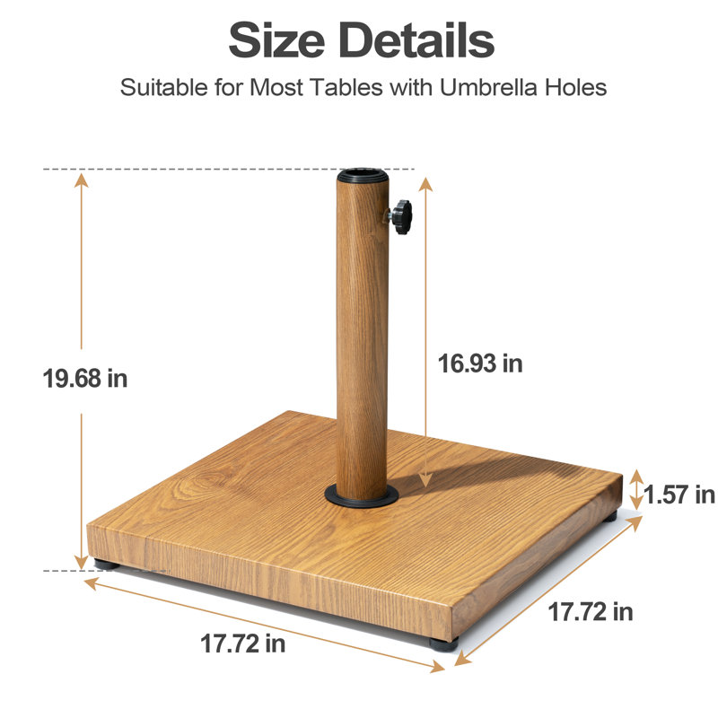 Agosto 40 Lb. Base de parasol autoportante en béton, teck, Teck / 40 lb
