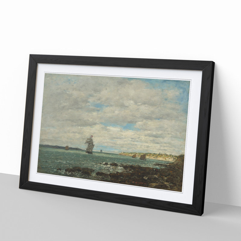 Coast of Brittany by Eugene Boudin - Picture Frame Painting, 48cm H x 65cm W x 2cm D, Black Framed