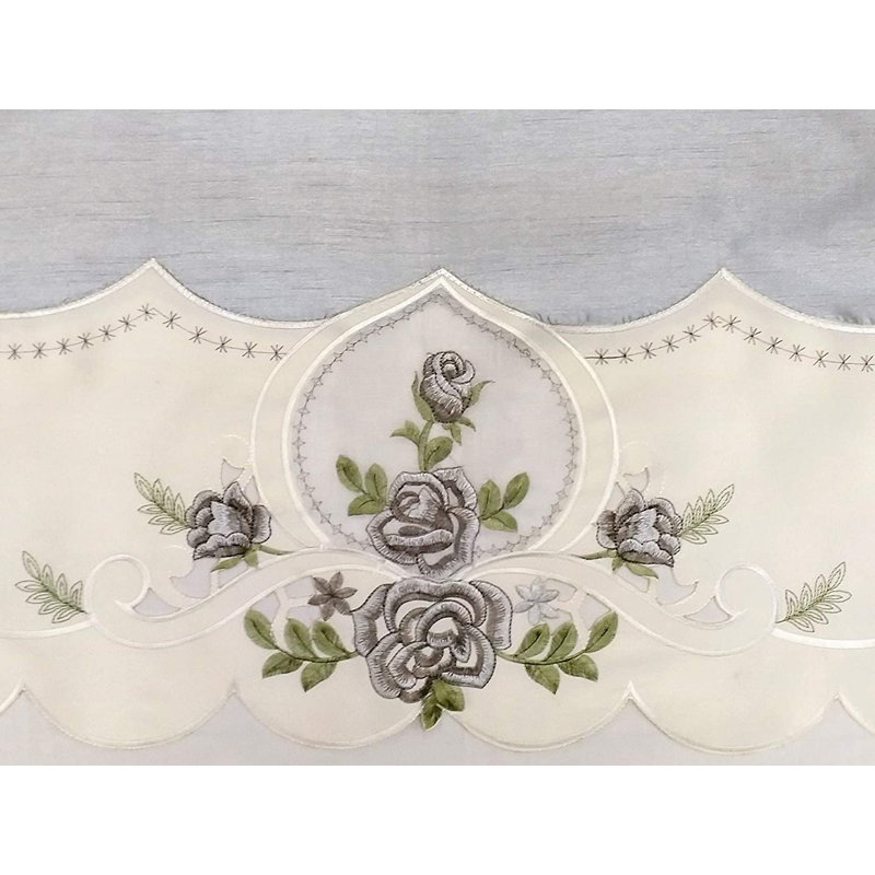 Floral Ruffled Kitchen Curtain, Gray