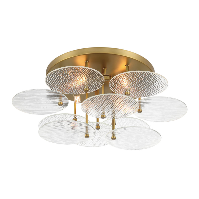 Amata Soft Brass With Clear Semi Flush Mount Light