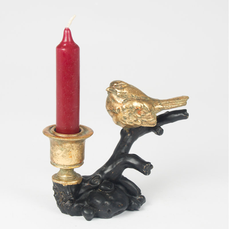 Resin Tabletop / Centrepiece Candlestick, Gold/Black