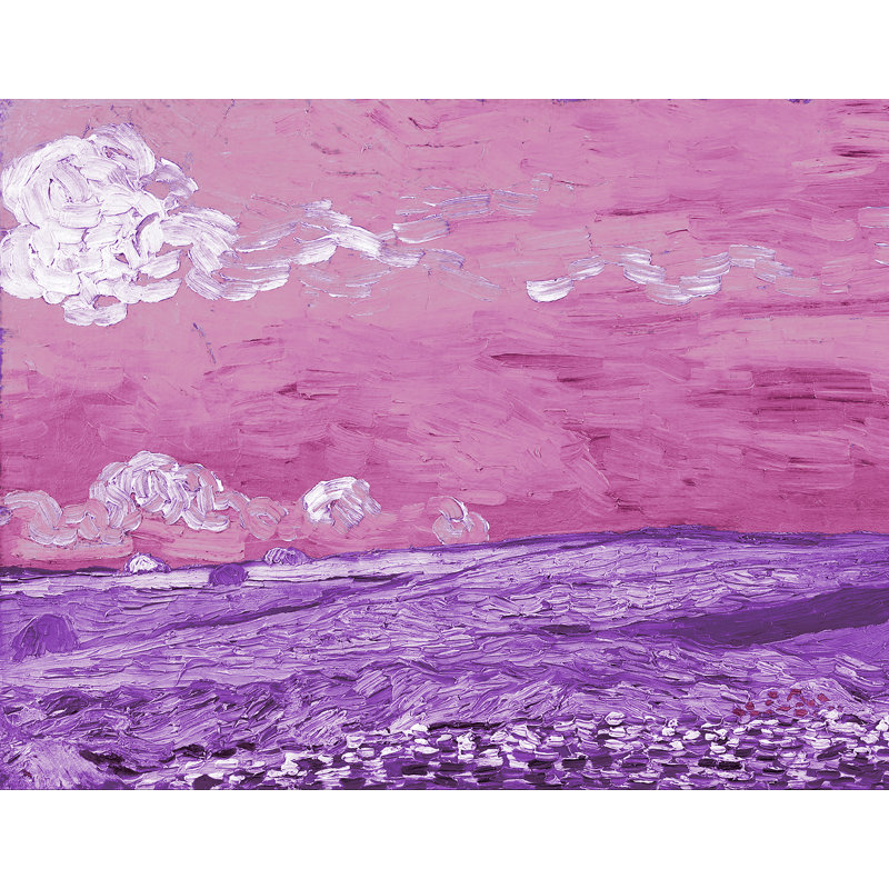 Décalcomanie murale amovible sous thunderclouds wheatfield de van gogh, H 36 po x l 48 po, Rose / Mauve