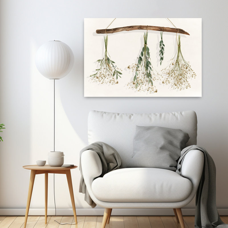 Art floral contemporain délicat, H 24 po x l 36 po