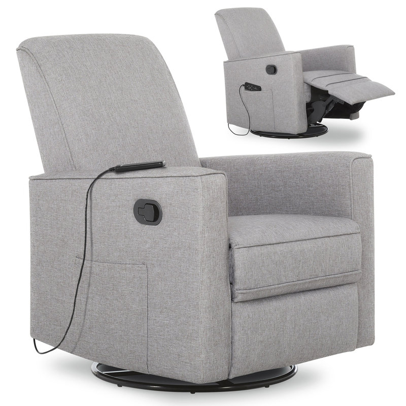 Evolur Raleigh Glider With Back Massager |Recliner| Rocker, Light Gray