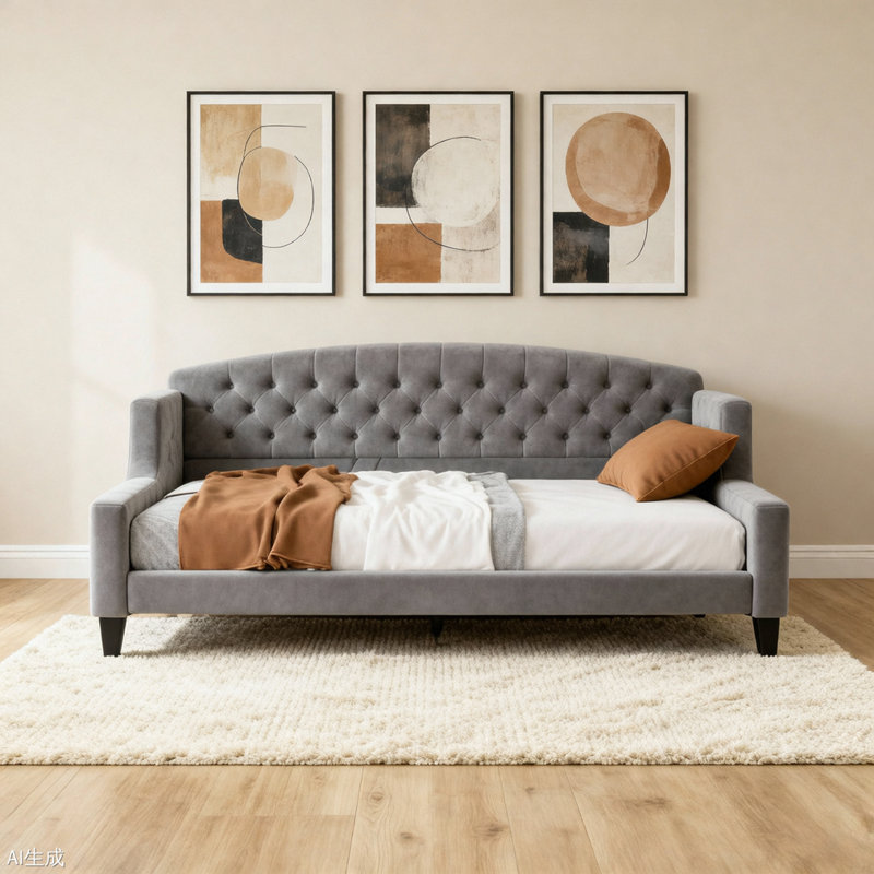 Modern Luxury Tufted Button Daybed, Gray, Full / Double