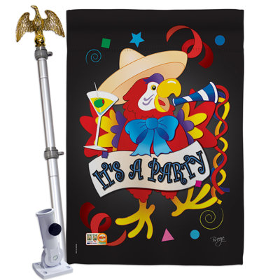 Ensemble de drapeaux en polyester 40 x 28 po It's A Party Parrot