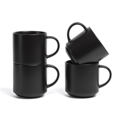 Over&Back Stackable Semi-Matte Hand-Finished Stoneware Mugs, Set of 4