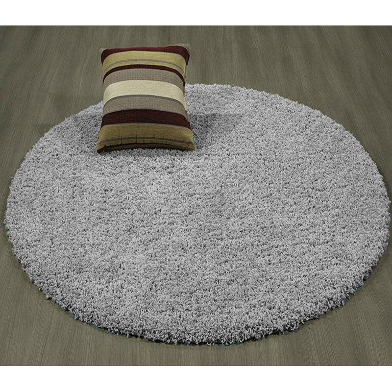 Kailum Solid Colour Shag Area Rug, Round 120cm