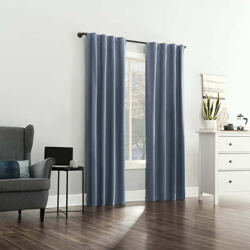 Thermal 100% Blackout Back Tab/Rod Pocket Curtain Panel - Basics by Wayfair™, 40" W x 84" L, Denim Blue