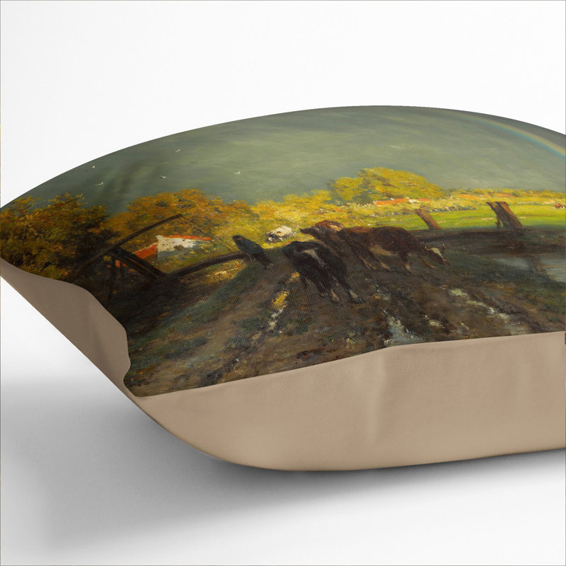 The Rainbow Scatter Cushion with Filling, 55cm H x 55cm W x 20cm D, Stone