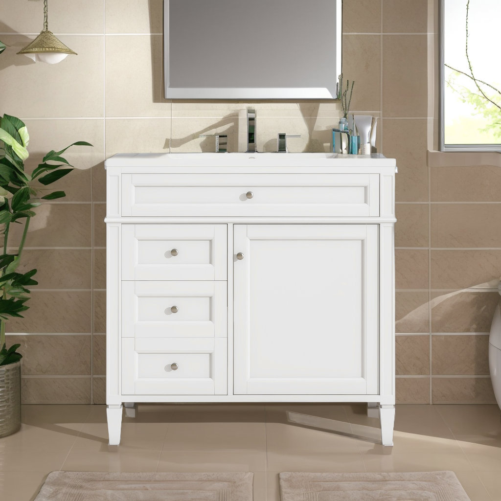 Wildon Home® Nabilah Bathroom Storage Cabinet With 2 Drawers,36'' Bathroom Vanity with Top Sink ...