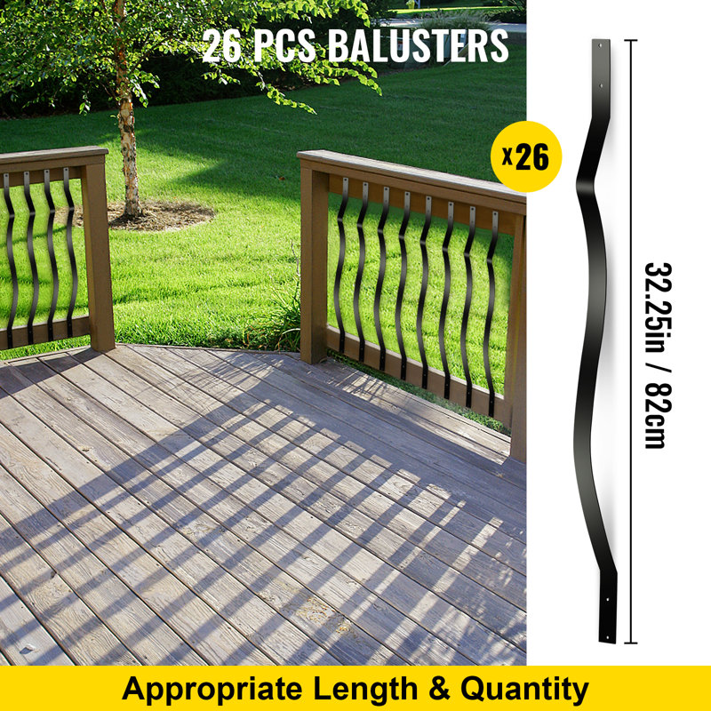 32.25" H x 1" W x 0.1" D Metal Staircase Baluster Set