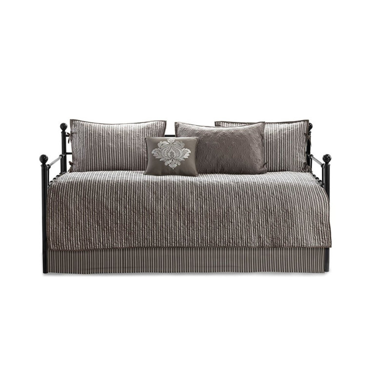 6 Piece Reversible Daybed Cover Set Dark Grey Daybed, Dark Gray
