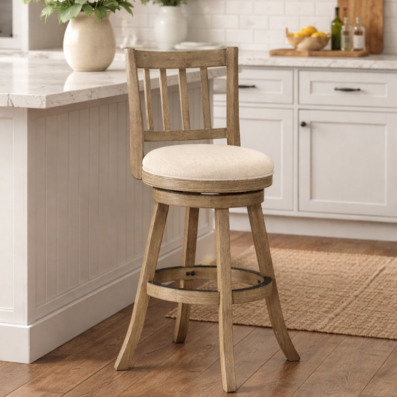 Cremilde Swivel Bar/Counter Stool, Ivory, 24