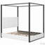 Lit à baldaquin avec tête de lit tapissier et structure en métal durable, parfait pour les chambres élégantes-266250206-266250205