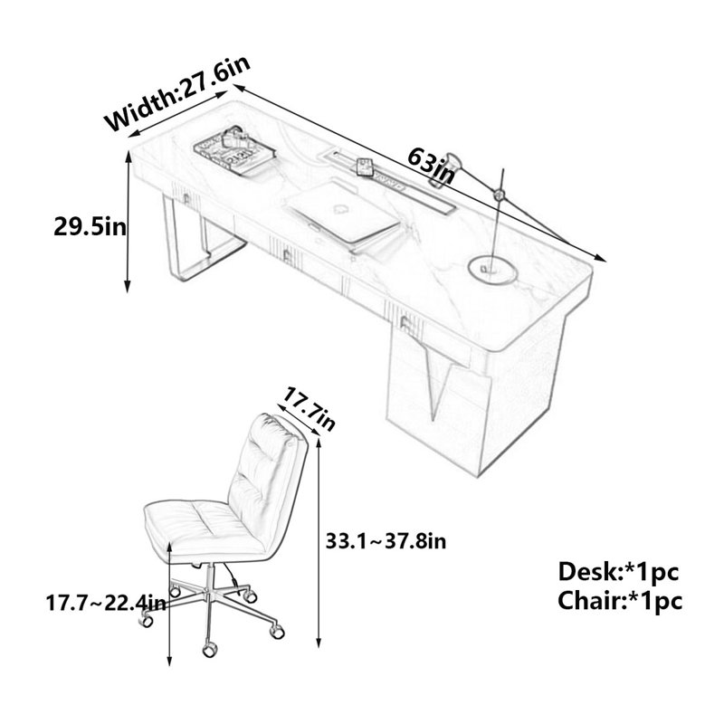 Bureau luxueux aspect marbre