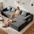 105.5"  Sectional Sofa, Modular Couch With Ottoman & 4 Pillows, Deep Seat L-Shape Couches For Living Room, Modern Minimalist Chenille Fabric Upholstered Sofa, No Assembly Required-276413372-276413370