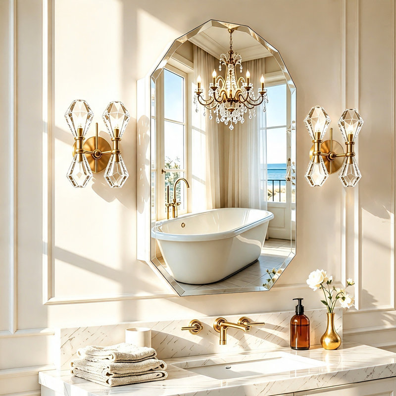 Armoire de salle de bain sans cadre à miroir biseauté avec tablettes réglables, miroir de rangement mural encastré ou à fixation en surface, 21,6 po x 31,4 po