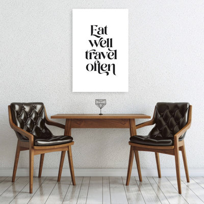 Eat Well Travel Often Elegant Modern Abstract Wall Art Print by Dominique Vari - Wrapped Canvas Print