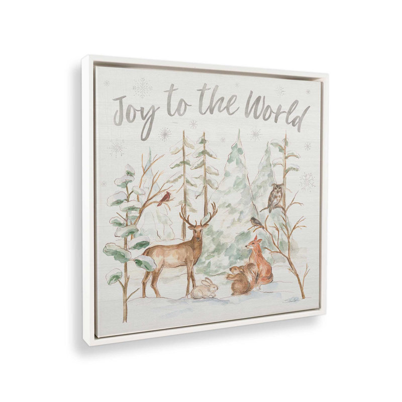 «Woodland Winter Wishes II», reproduction sur toile roulée, Cadre blanc, H 32,75 po x l 32,75 po x P 1,75 po