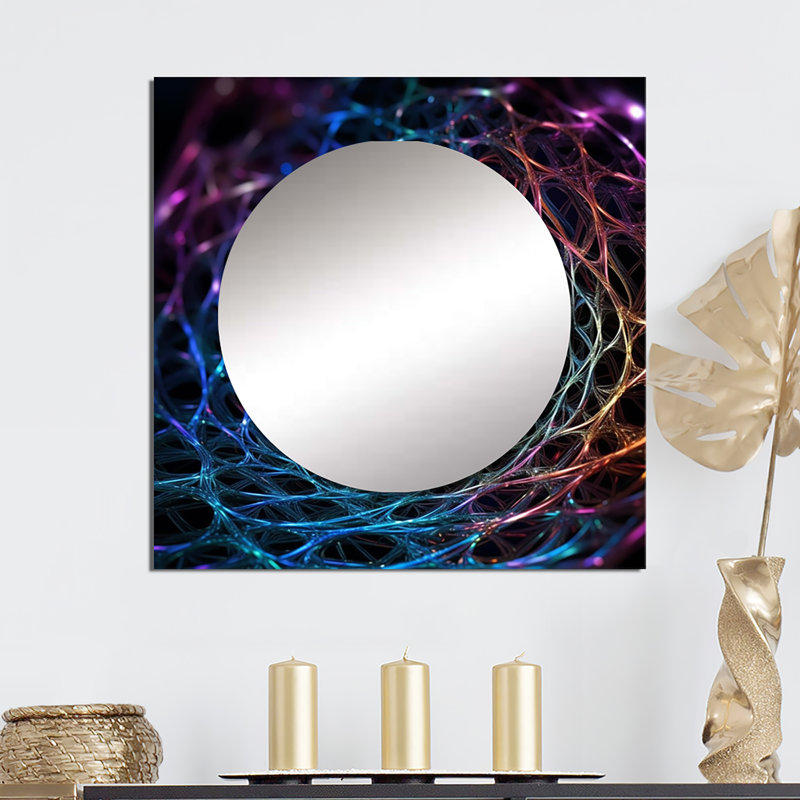 Infinity Net Space Matrix I - art mural miroir de salon Fractals, 23 po x 23 po