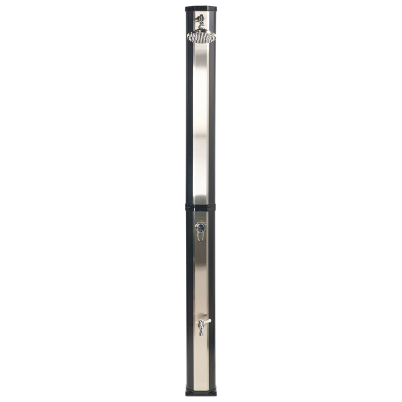 TUXPAM Solar Powered Temperature Controlled Stainless Steel Free Standing Outdoor Shower and Footwash Spout