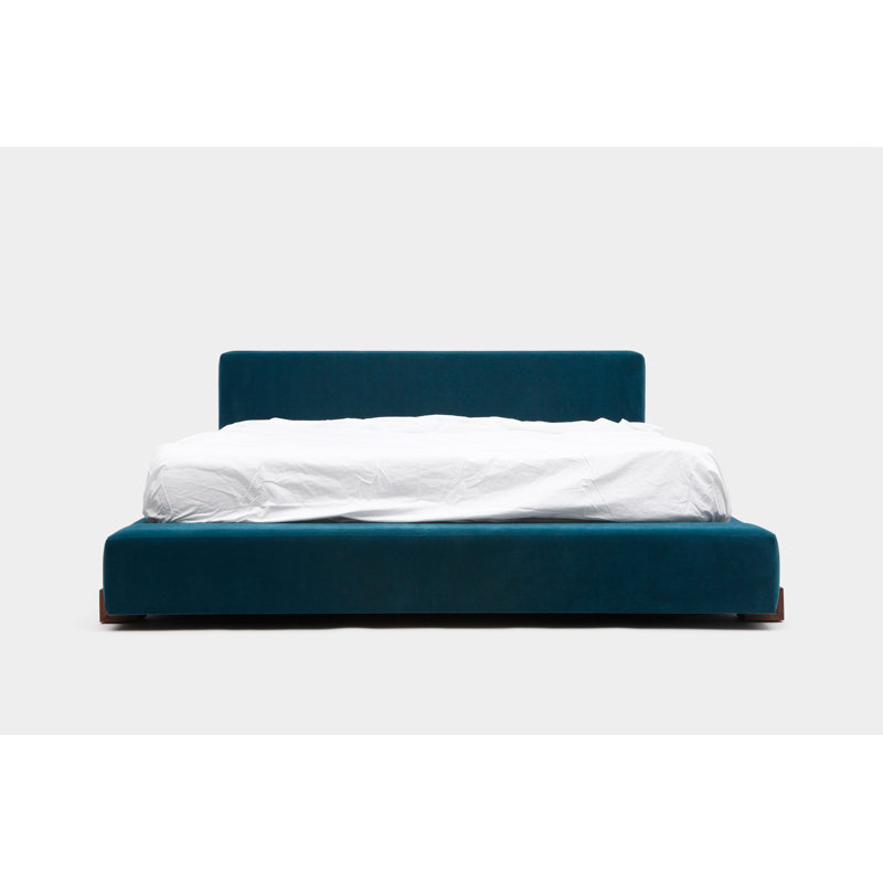 Upholstered Platform Bed, Queen, Peacock