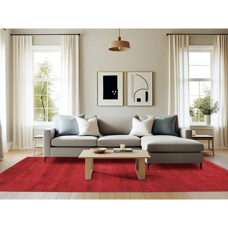 Tapis de zone rouge contemporaine, Rectangle de 6 pi x 9 pi