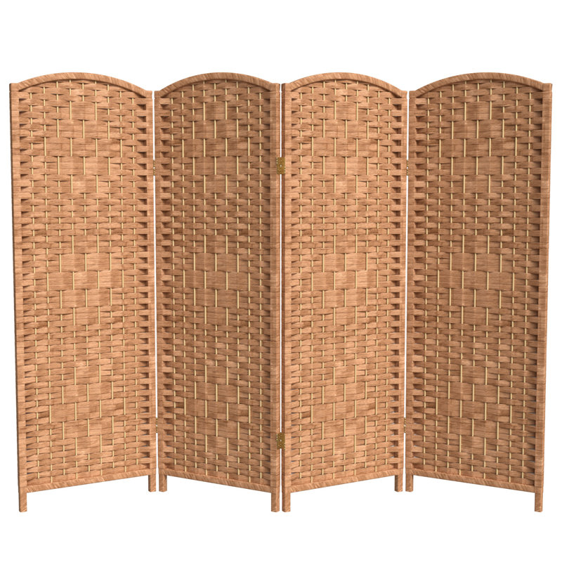 Short Diamond Weave Folding Screen, 4, 4 ft, Natural