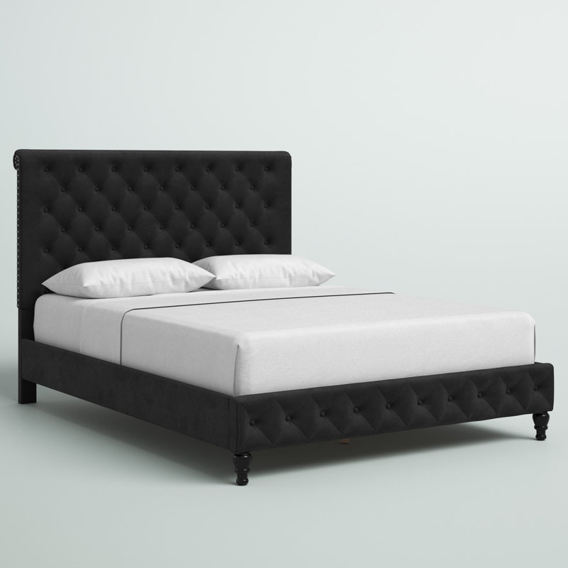 Corderro Upholstered Standard Platform Bed , Blue, King
