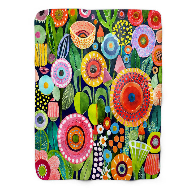 Vibrant Floral Vortex Throw Blanket, 50" W x 60" L