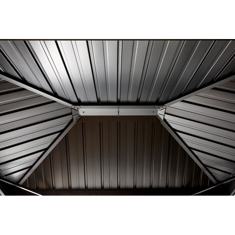 Dakota 6' x 9' Black Aluminum Grill Gazebo with Steel Roof
