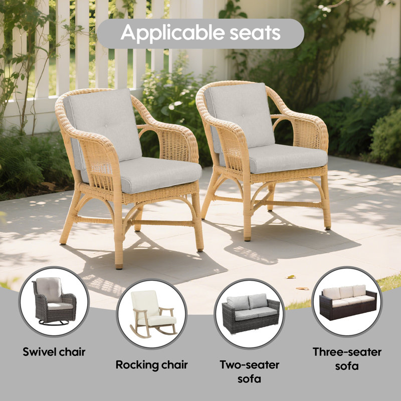 Patio Chair Cushions Set Of 2 - Outside High Back Thick Water-Resistant Cushion 22X24 With Zipper Cover For Outdoor Glider Rocking Chairs Loveseat Couch