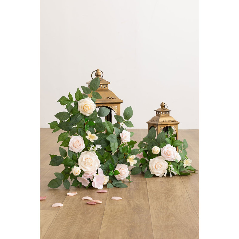 Guirlandes de fleurs Ling's Moment de 60 cm (2 pieds) rose poudré et crème, Rose poudré et crème