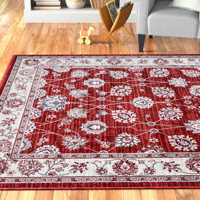 Fenske Modern Persian Vintage Moroccan Traditional Red/Ivory Rug, Rectangle 5'3" x 7'7"