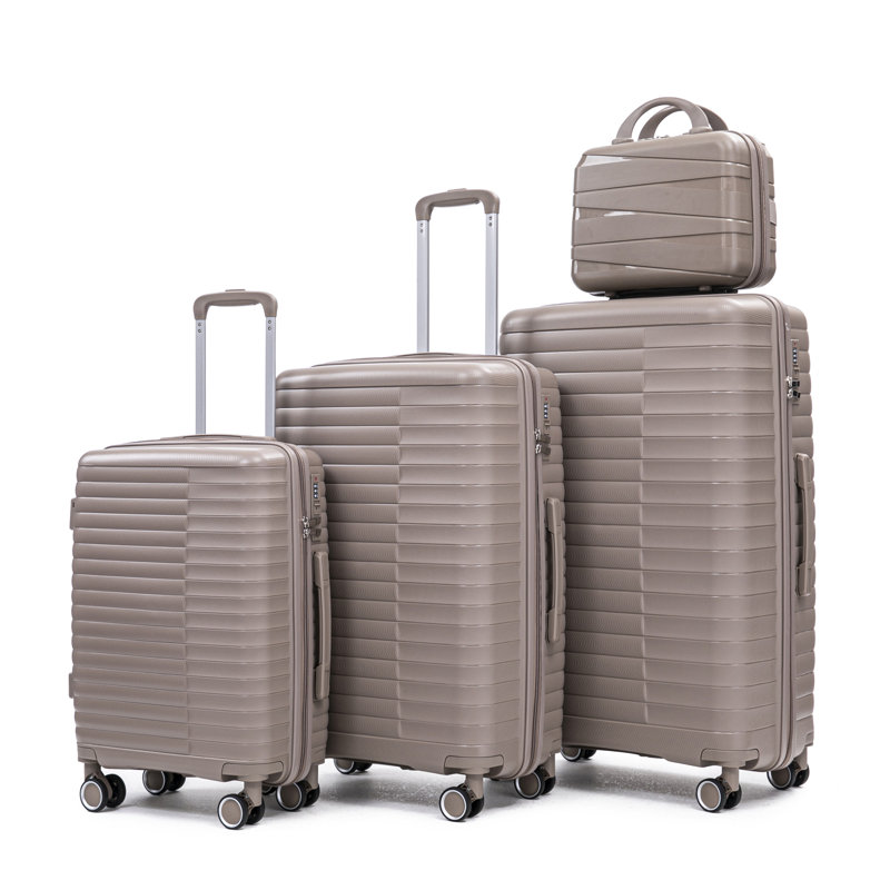 14 "/ 20" / 24 "/ 28" 4 pièces / ensemble dans une valise à roulettes en PP, Champagne