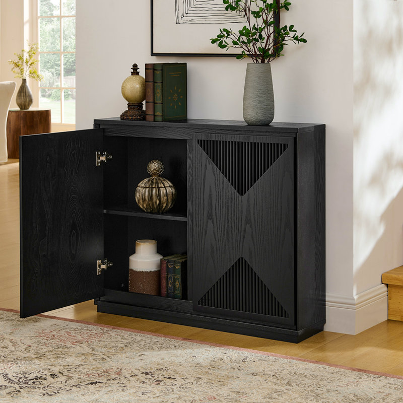 Buffet Mid-Century moderne avec rangement, Noir
